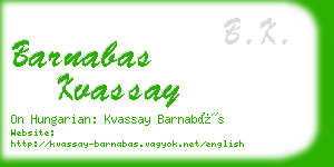 barnabas kvassay business card